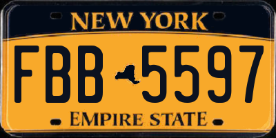 NY license plate FBB5597