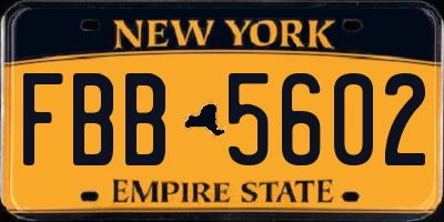 NY license plate FBB5602