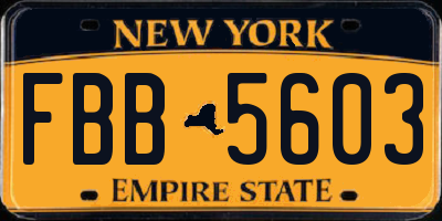 NY license plate FBB5603
