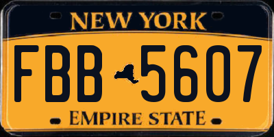 NY license plate FBB5607