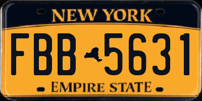 NY license plate FBB5631