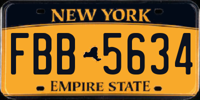 NY license plate FBB5634