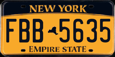 NY license plate FBB5635