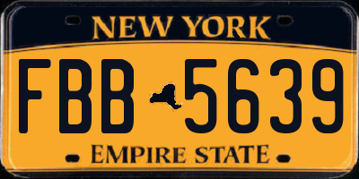 NY license plate FBB5639