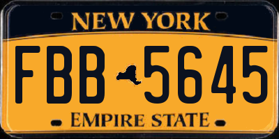 NY license plate FBB5645