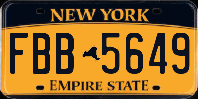 NY license plate FBB5649