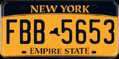 NY license plate FBB5653