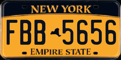NY license plate FBB5656