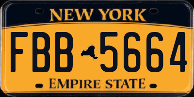 NY license plate FBB5664