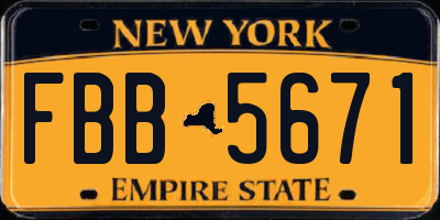 NY license plate FBB5671