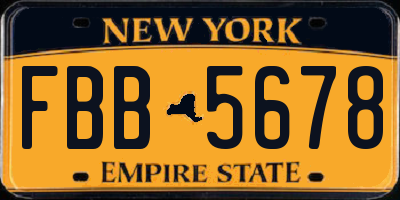 NY license plate FBB5678