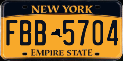 NY license plate FBB5704