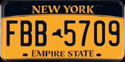NY license plate FBB5709