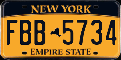 NY license plate FBB5734