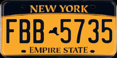 NY license plate FBB5735
