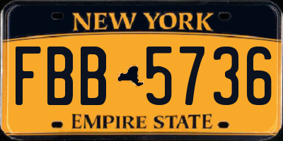 NY license plate FBB5736