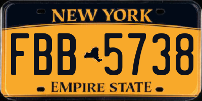 NY license plate FBB5738
