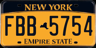 NY license plate FBB5754