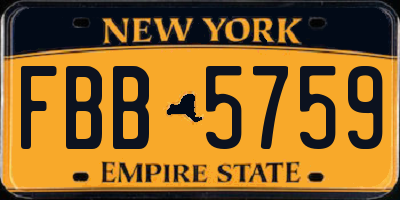 NY license plate FBB5759