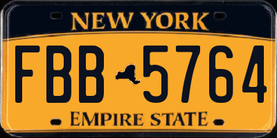 NY license plate FBB5764