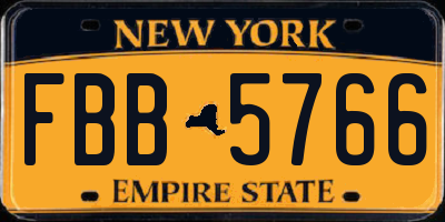 NY license plate FBB5766