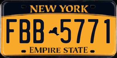 NY license plate FBB5771