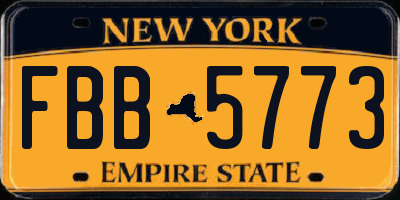 NY license plate FBB5773