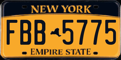 NY license plate FBB5775