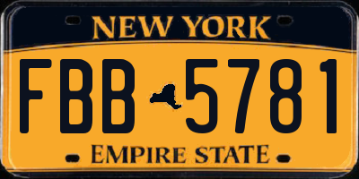 NY license plate FBB5781