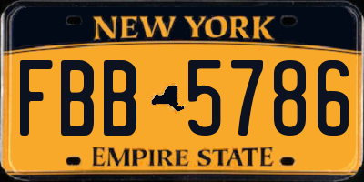 NY license plate FBB5786