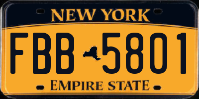 NY license plate FBB5801