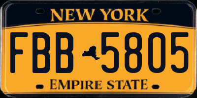 NY license plate FBB5805