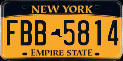 NY license plate FBB5814