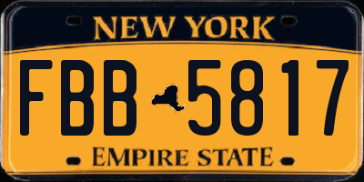 NY license plate FBB5817