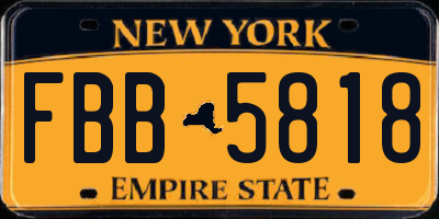 NY license plate FBB5818