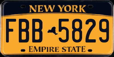 NY license plate FBB5829