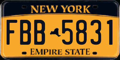 NY license plate FBB5831
