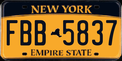 NY license plate FBB5837