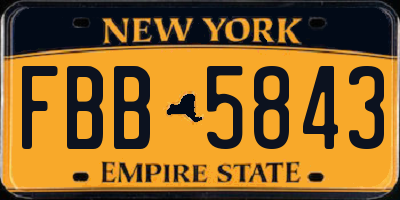 NY license plate FBB5843