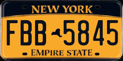 NY license plate FBB5845