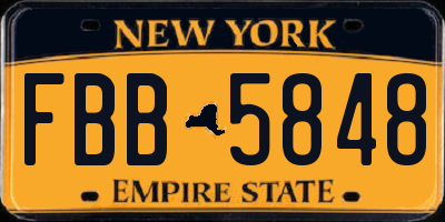 NY license plate FBB5848