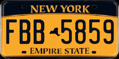 NY license plate FBB5859