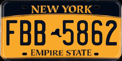 NY license plate FBB5862