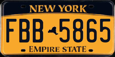 NY license plate FBB5865