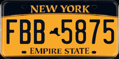 NY license plate FBB5875