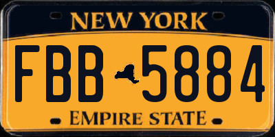 NY license plate FBB5884