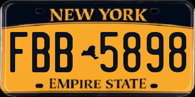 NY license plate FBB5898