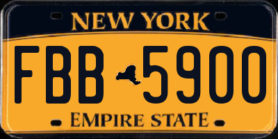 NY license plate FBB5900
