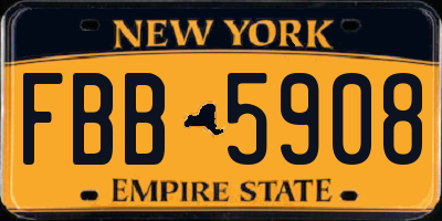 NY license plate FBB5908