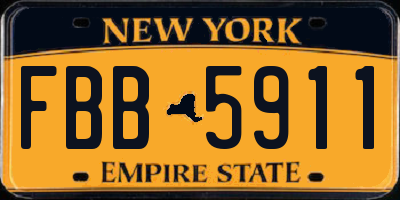 NY license plate FBB5911